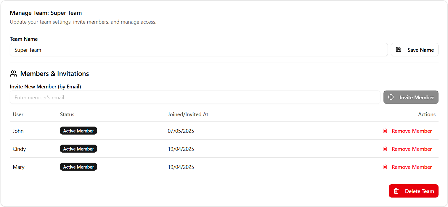 Team Dashboard Placeholder